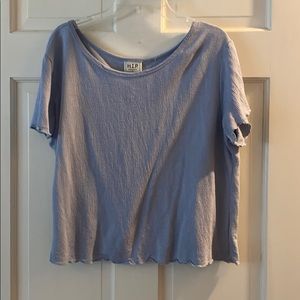 cropped light blue top